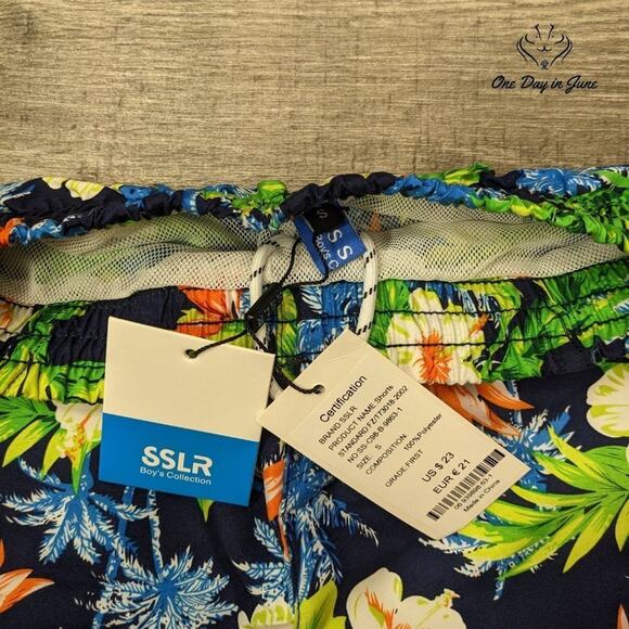 SSLR Boys Hawaiian Swim Trunks Size S - Picture 2 of 5